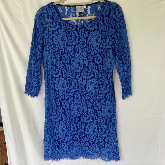 Anthropologie HD in Paris Overture Lace Dress Blue Shift Size Small - Picture 2 of 10